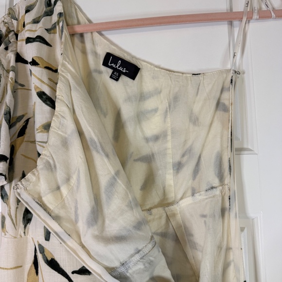 Truly Tropic Cream Leaf Print One-Shoulder Midi Dress, Lulus XS - Picture 8 of 16